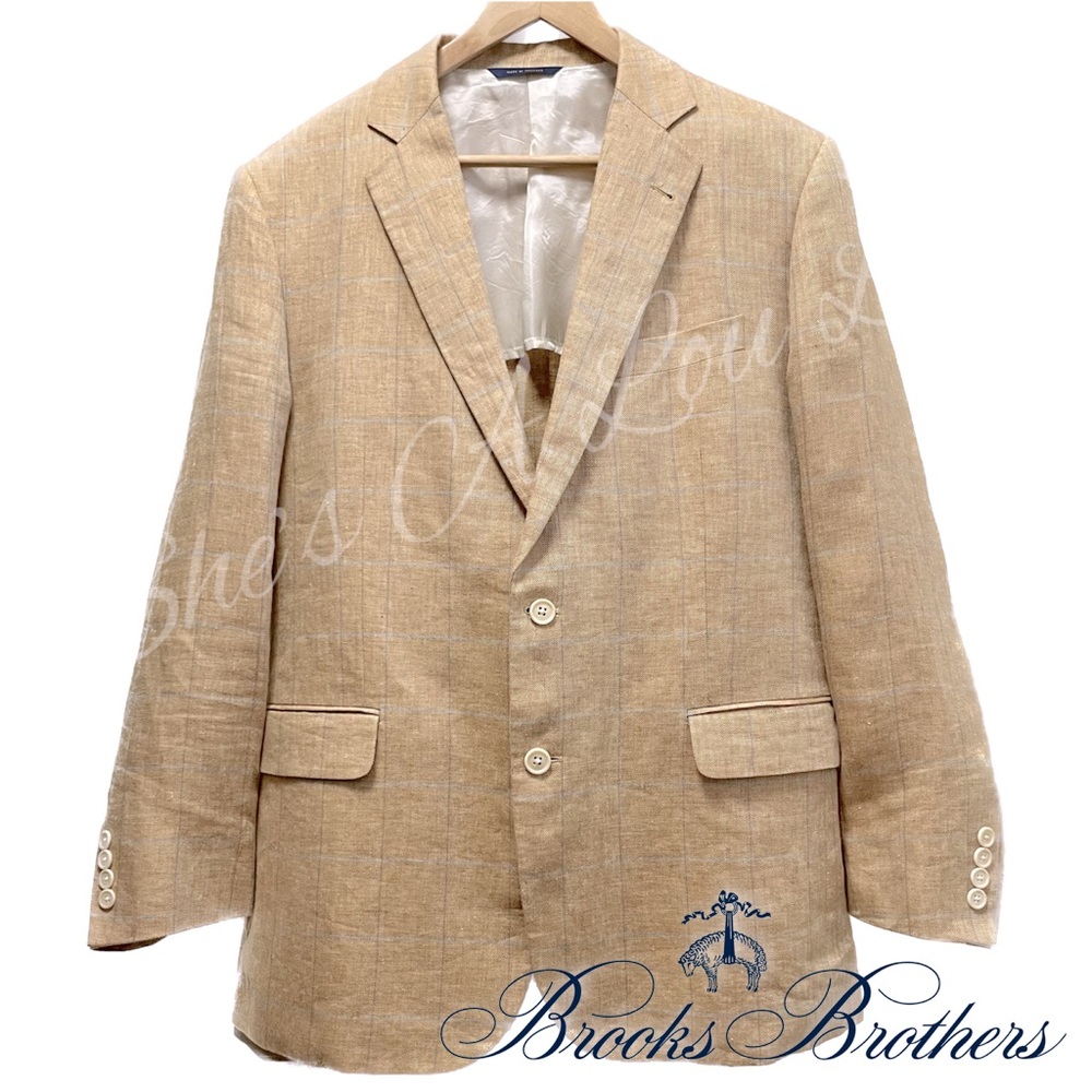 Brooks Brothers | Madison | Traditional Fit Linen Windowpane Sport Blazer 44R